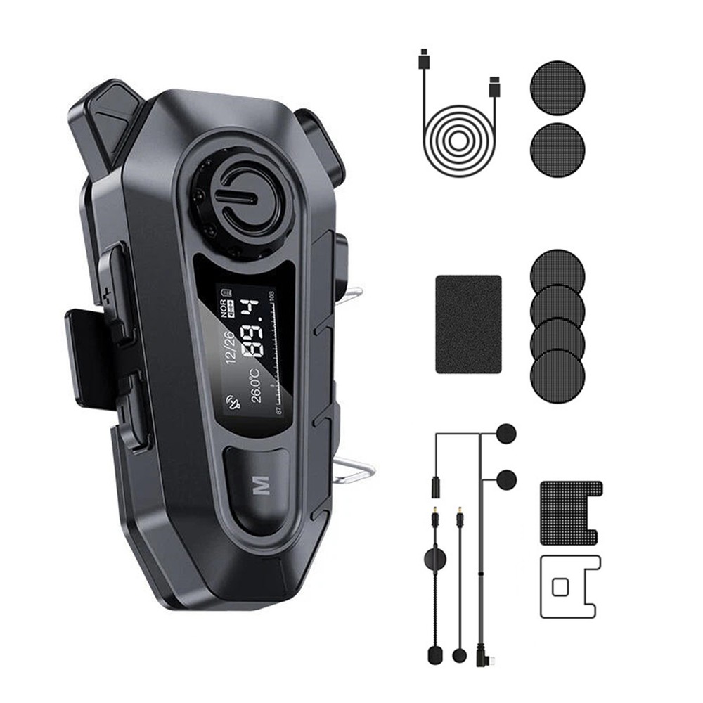 Motorcycle Helmet Headset Wireless Bluetooth 5.4 with Type-C Charging Port