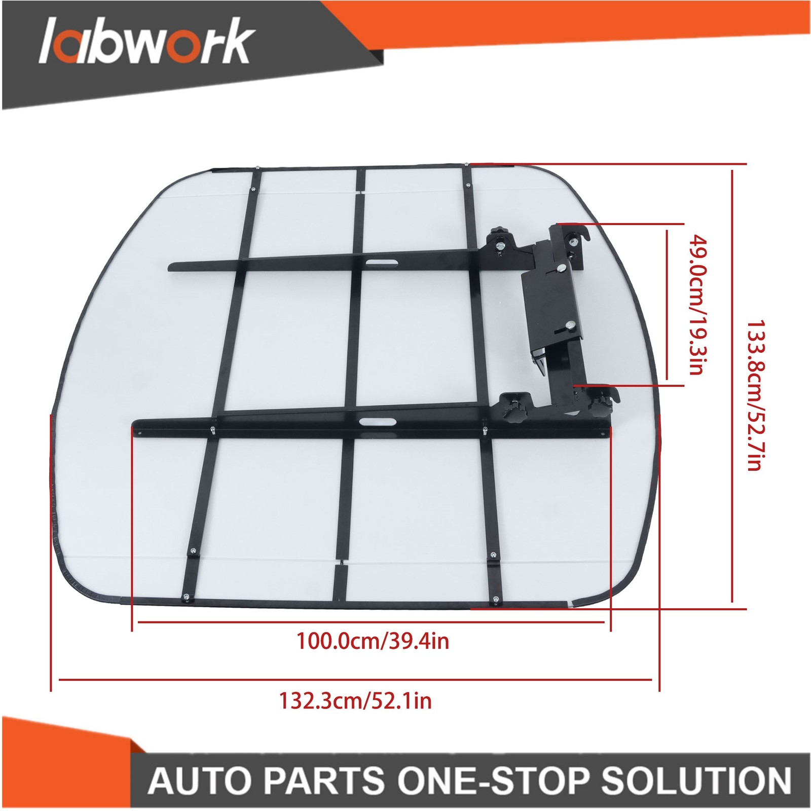 Labwork 52" X 52" For ROPS Snow Shield White Canopy Tractor 2" x 2" or 2" x 3"