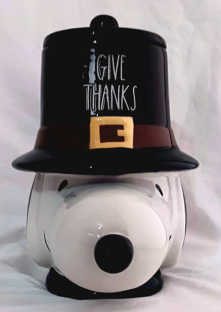 Rae Dunn Peanuts X Give Thanks Snoopy Cookie Jar