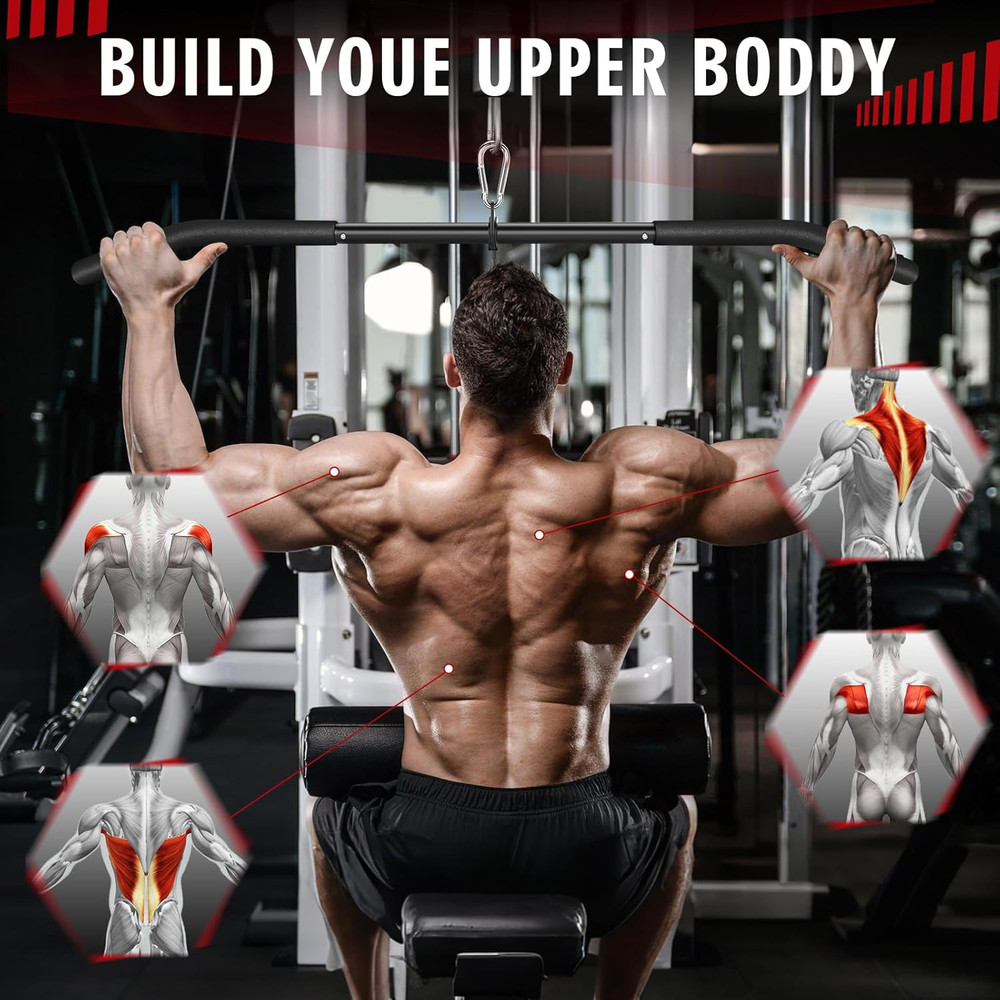 39.7'' LAT Pulldown Bar with Full Rotation for Cable Machines and Strength Train