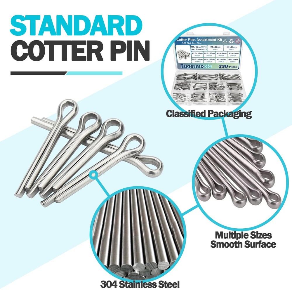 Stainless Split Pins Cotter Kit [230PCS]