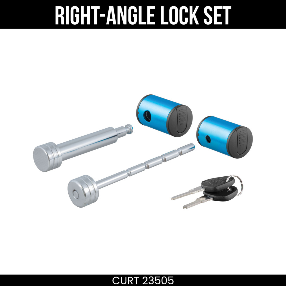CURT Right Angle Trailer Lock Set Fits 2 In Receiver Includes Coupler Lock 23505