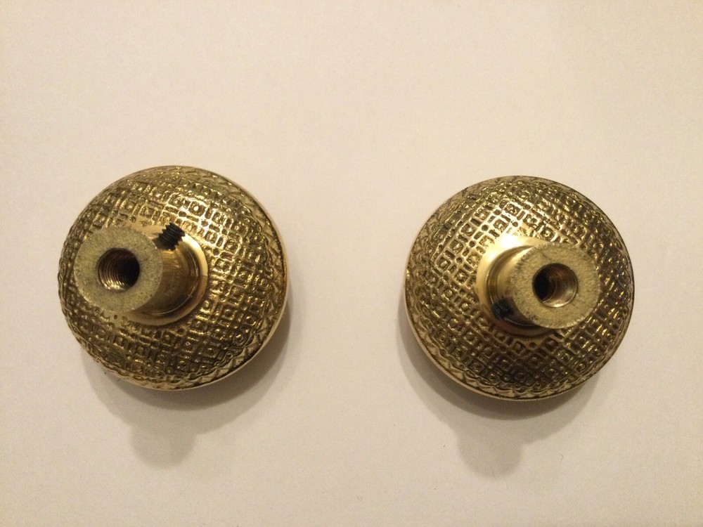 Pair Of Antique Looking Brass Embossed Door Knobs