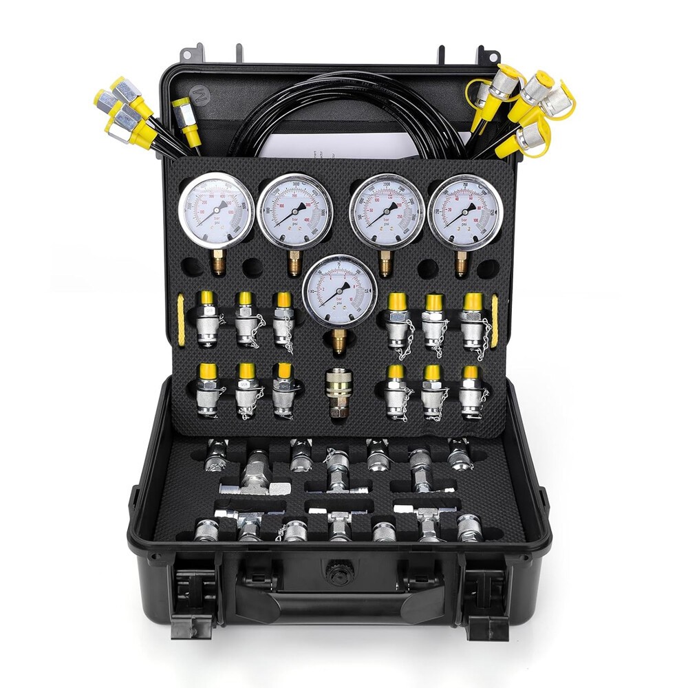 60Mpa Hydraulic Pressure Test Kit 5 Gauges 13 Couplings 14 Tee Connectors 5 Hose