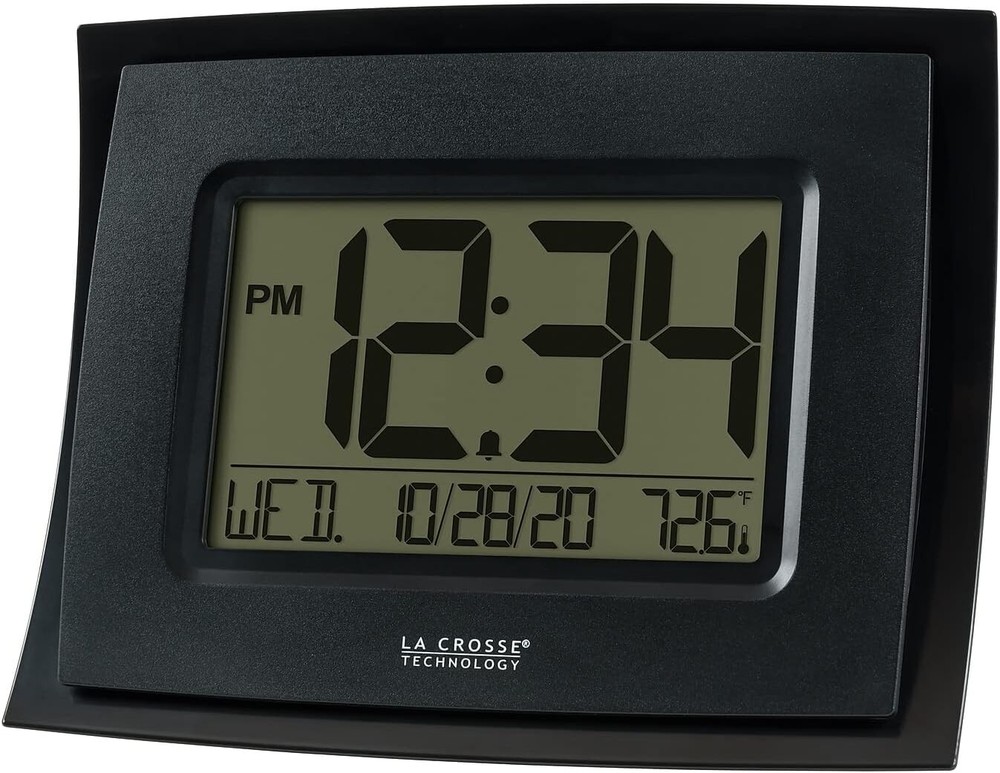 Modern Wall Mount Digital Clock with Temperature Reading and Alarm Feature