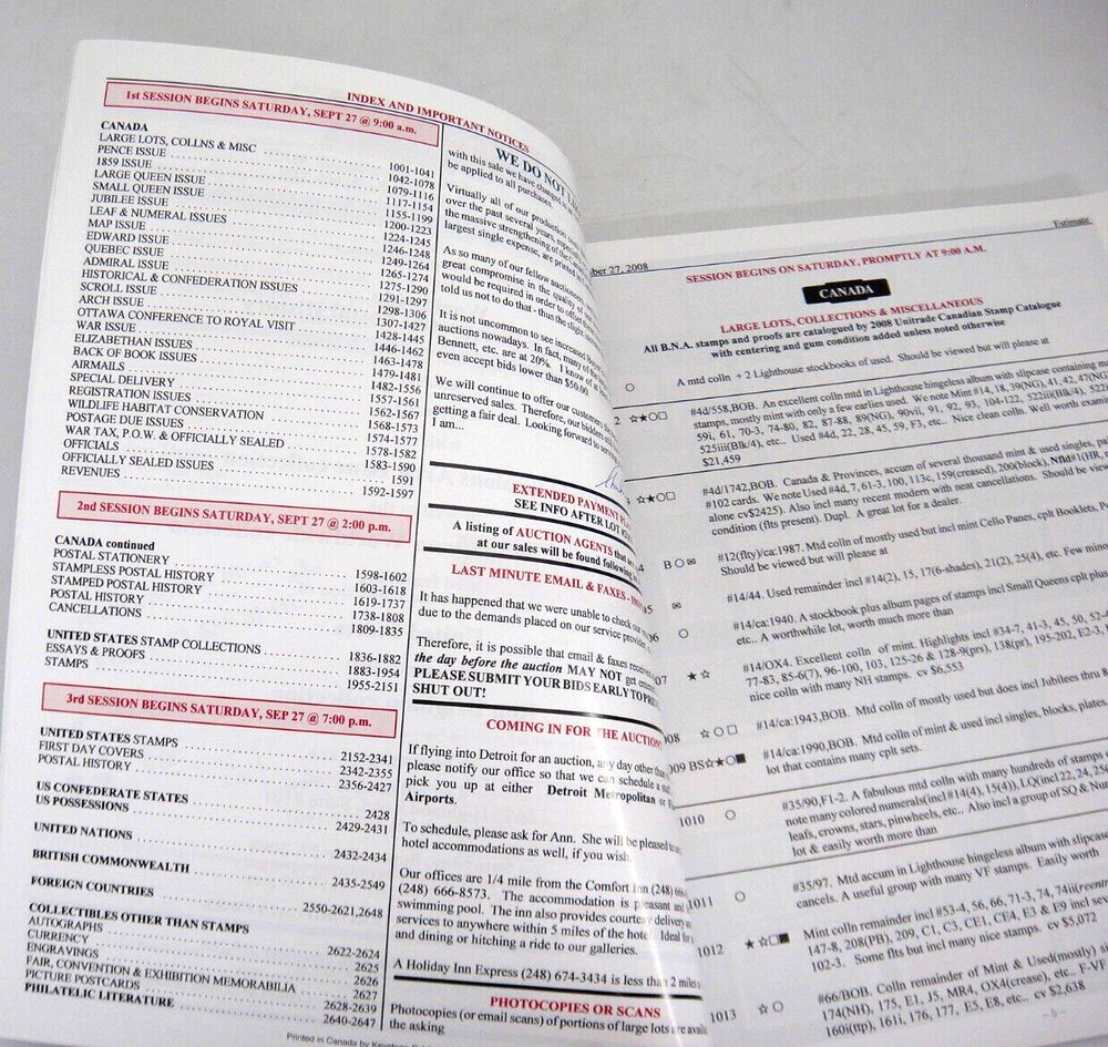 Firby Stamp Auction Catalog 2008 David Arch William Wightman Ron Brigham Coll