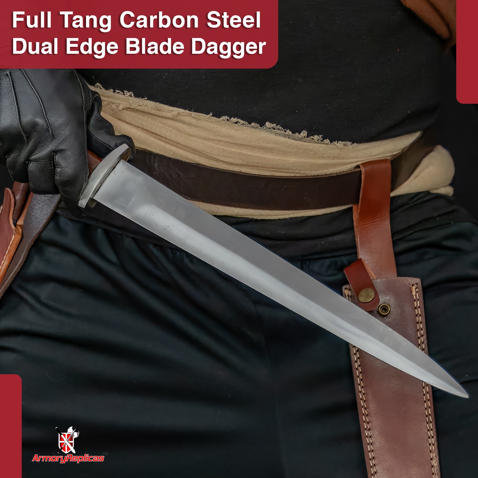 13th Century Knightly Sieghard Medieval Dagger Steel Full Tang Unsharpened LARP