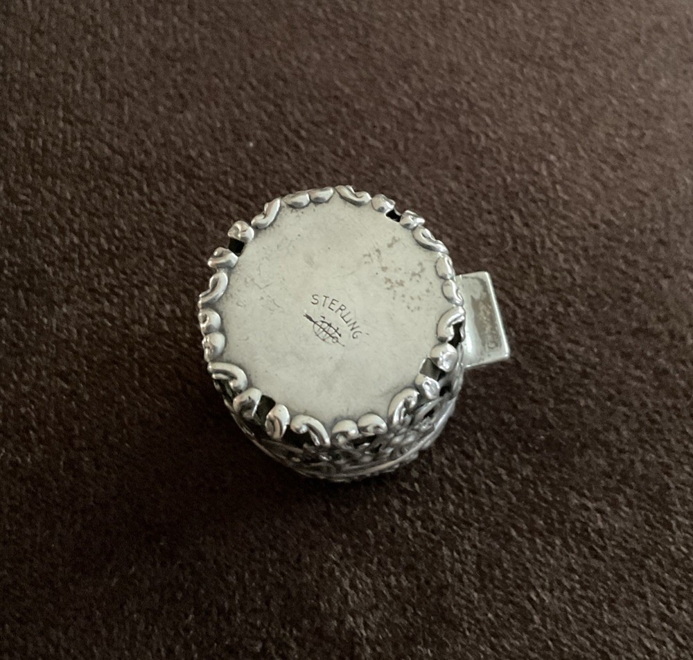 Antique Webster Sterling Silver Chatelaine Thimble Case Holder with Hanging Loop