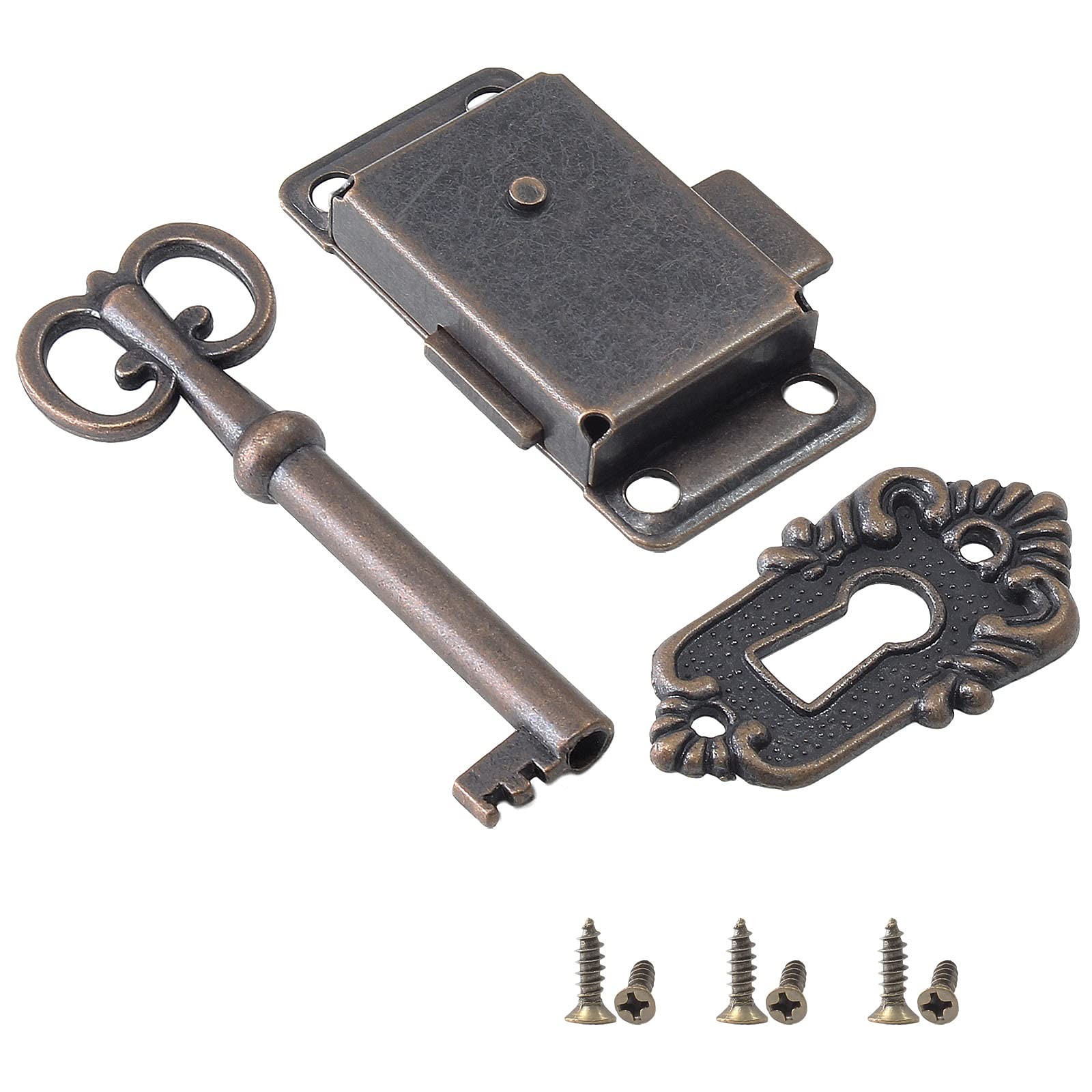 Antique Cabinet Lock Flush Mount Box Lock for Furniture Repair Hardware PC