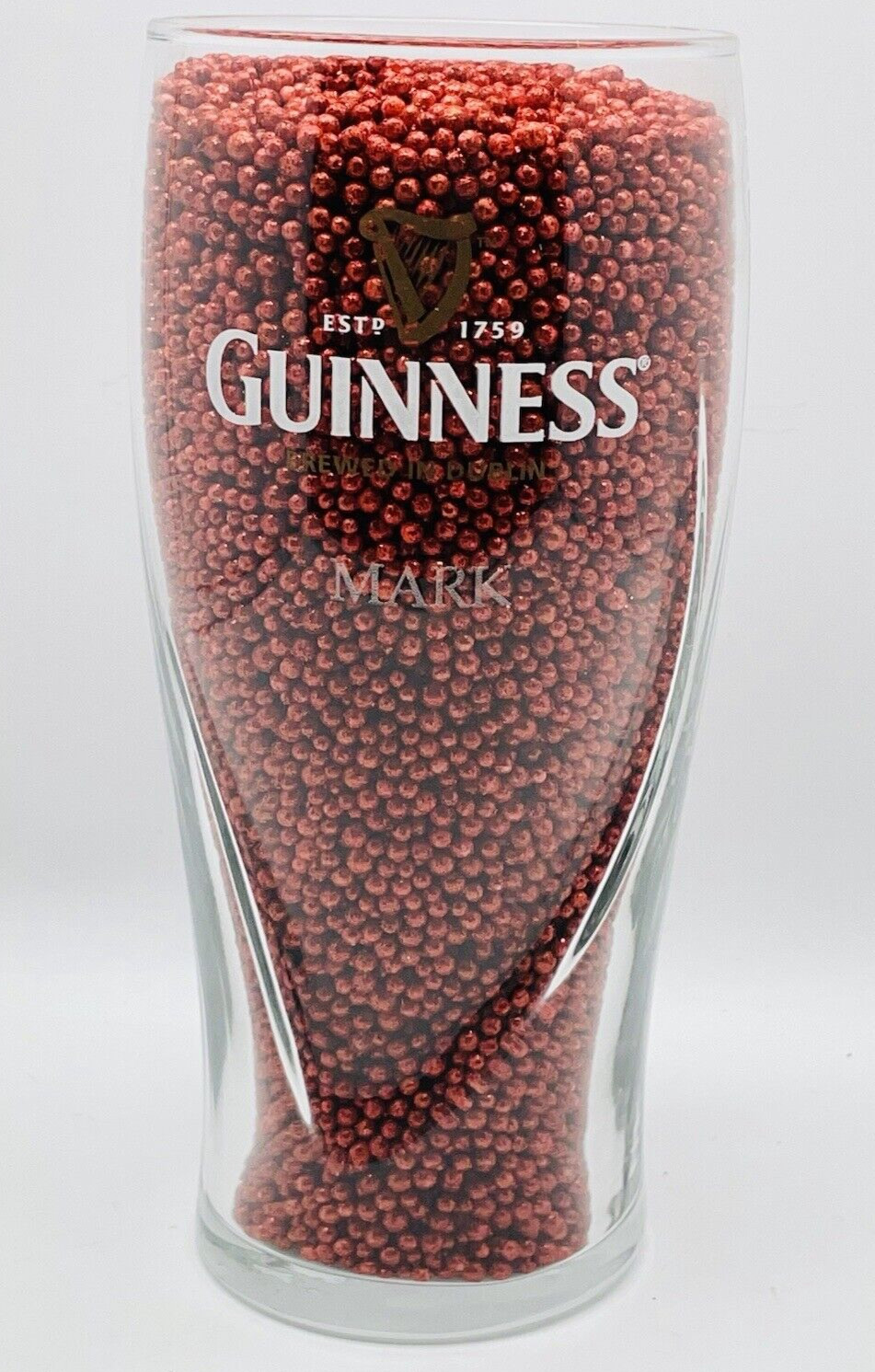 Guinness Brewed In Dublin Beer Pint Glass 3 D Harp Man Cave piece 16 oz MARK