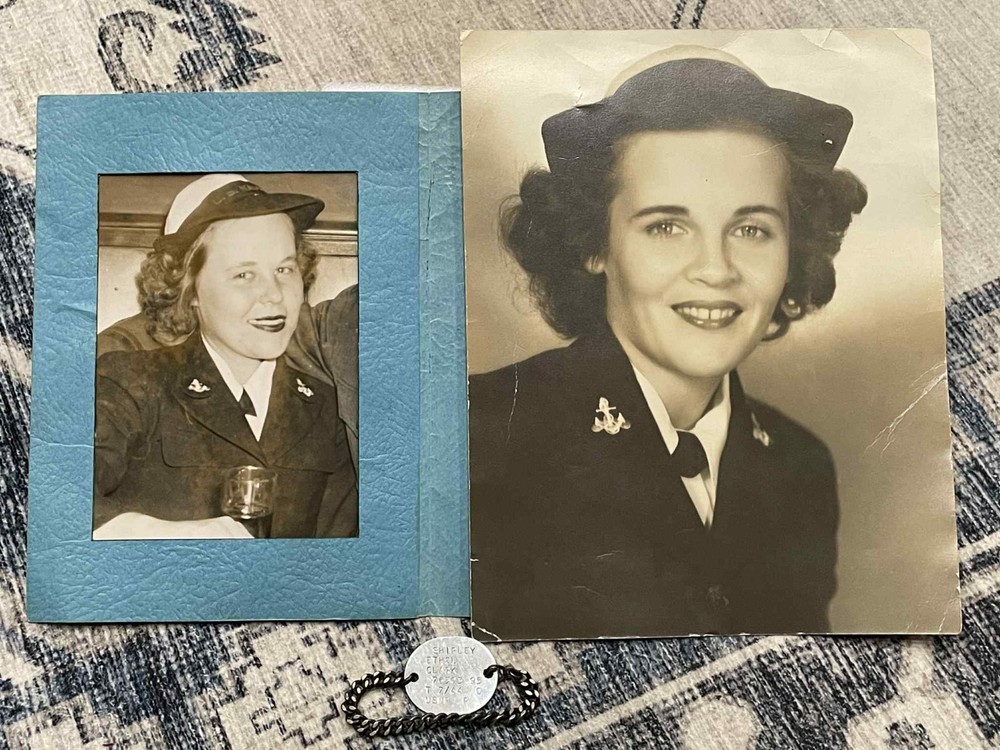 WW2 WWII USN US Navy WAVES Photos & Dog Tag ID Tag Grouping Ethel Clark Shipley