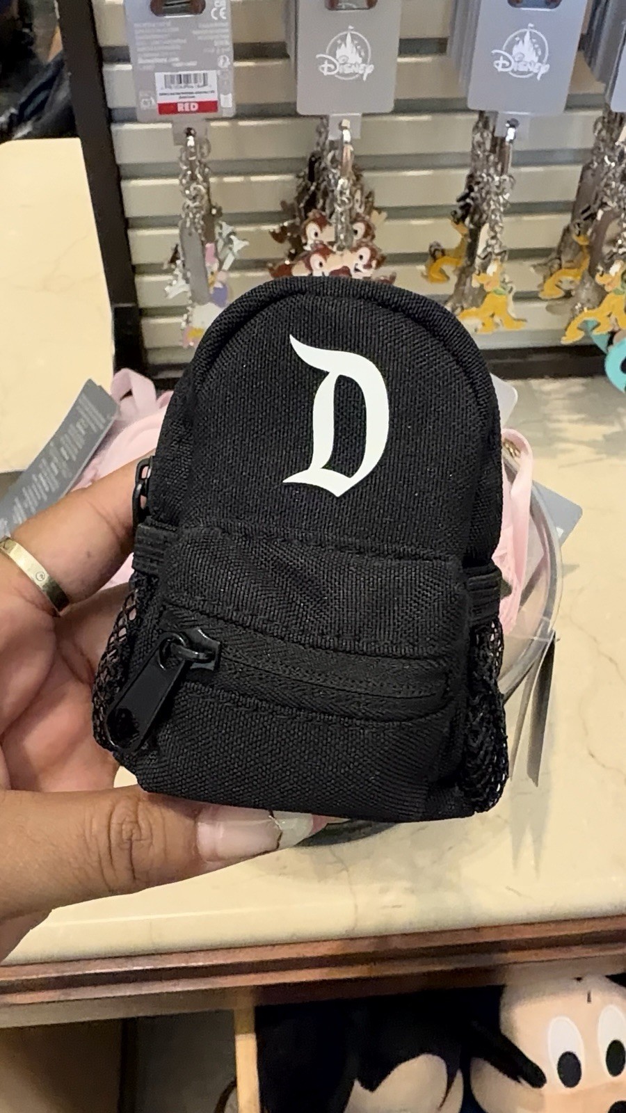 New 2026 Disney Parks Black D Mini Backpack Keychain