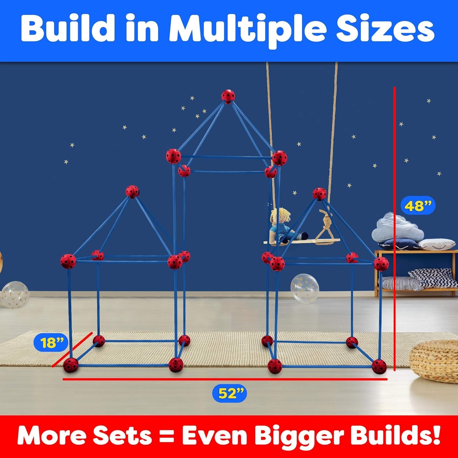 Fun Forts Kids Tent - 81 Pack Fort Building STEM Toys Kit, Construction Toys ...