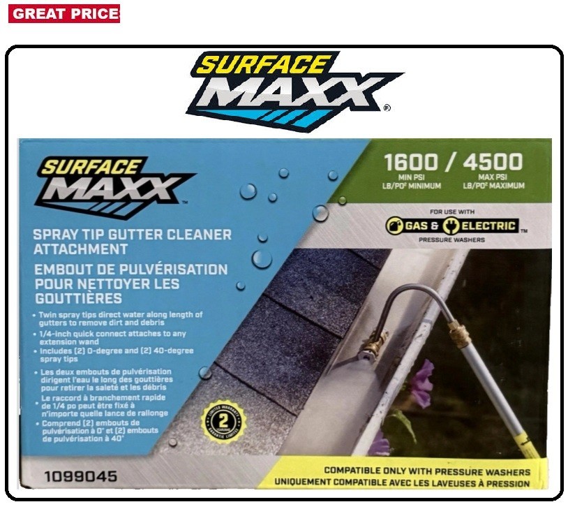 Surface Maxx Gutter Cleaner Spray Tip Attachment Compatible Pressure Washer NEW