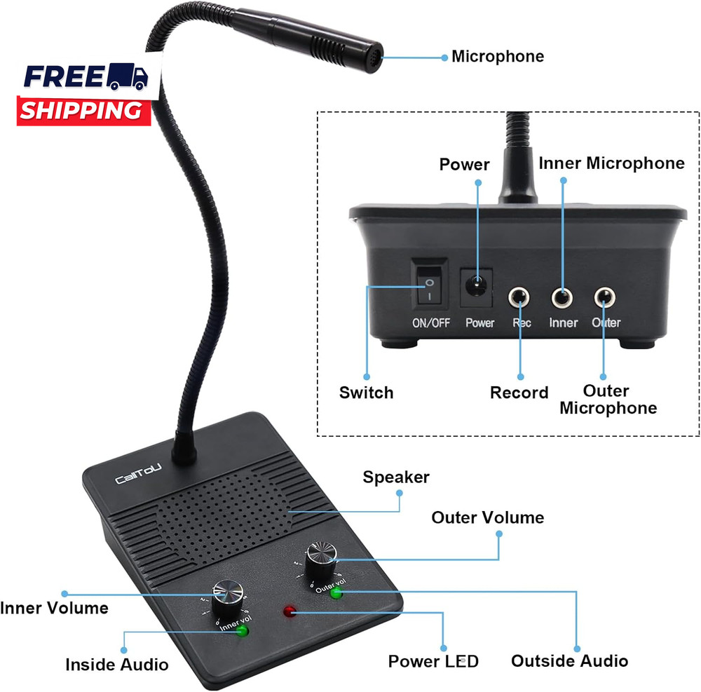 Window Speaker Intercom System Dual Way Anti-Interference Intercommunication