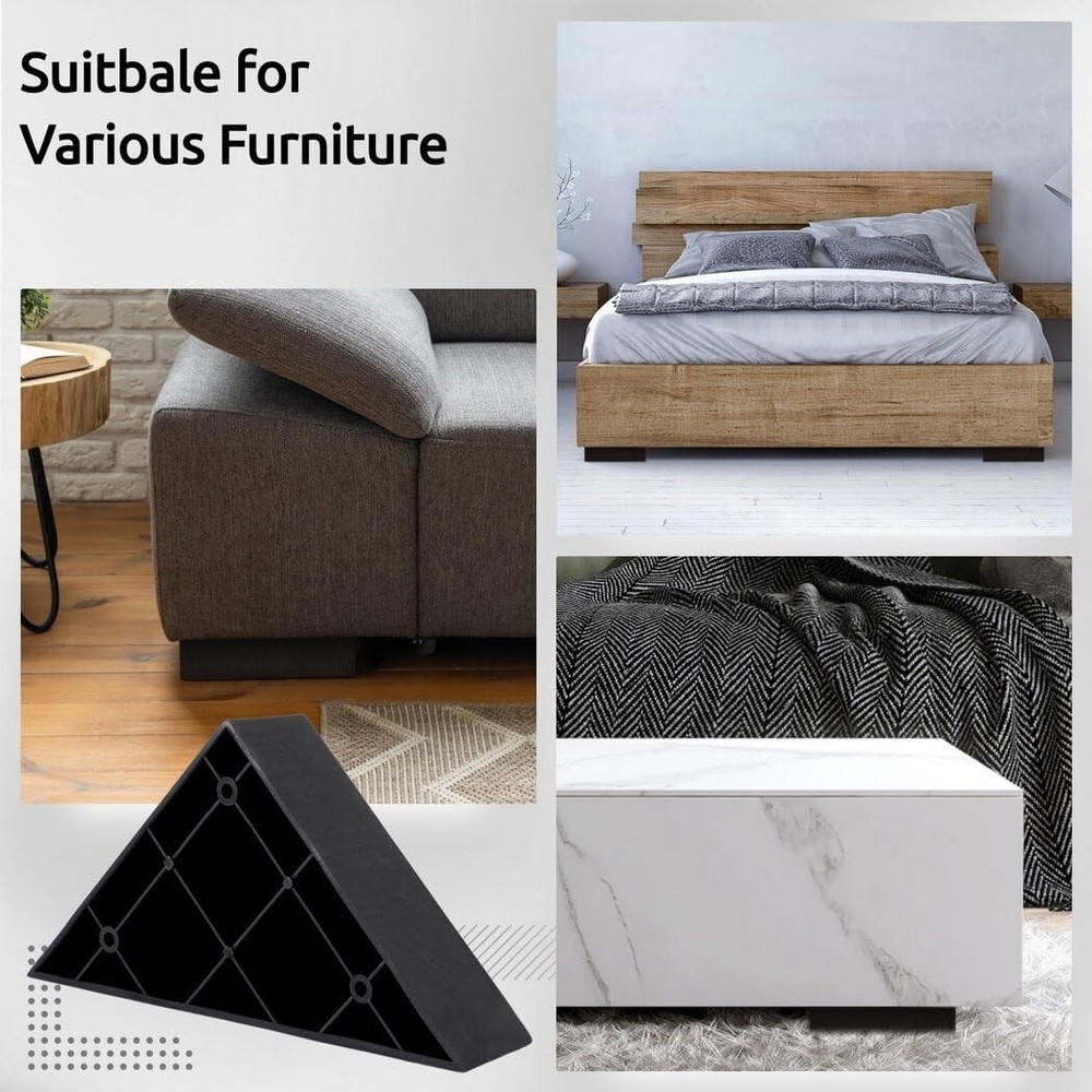 Homaisson 8 Pcs Couch Legs Replacement Plastic Triangle Corner 8PCS, Black