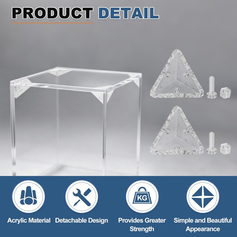 For 16pcs Acrylic Angle Bracket, Triangle Angle Connector with Screws