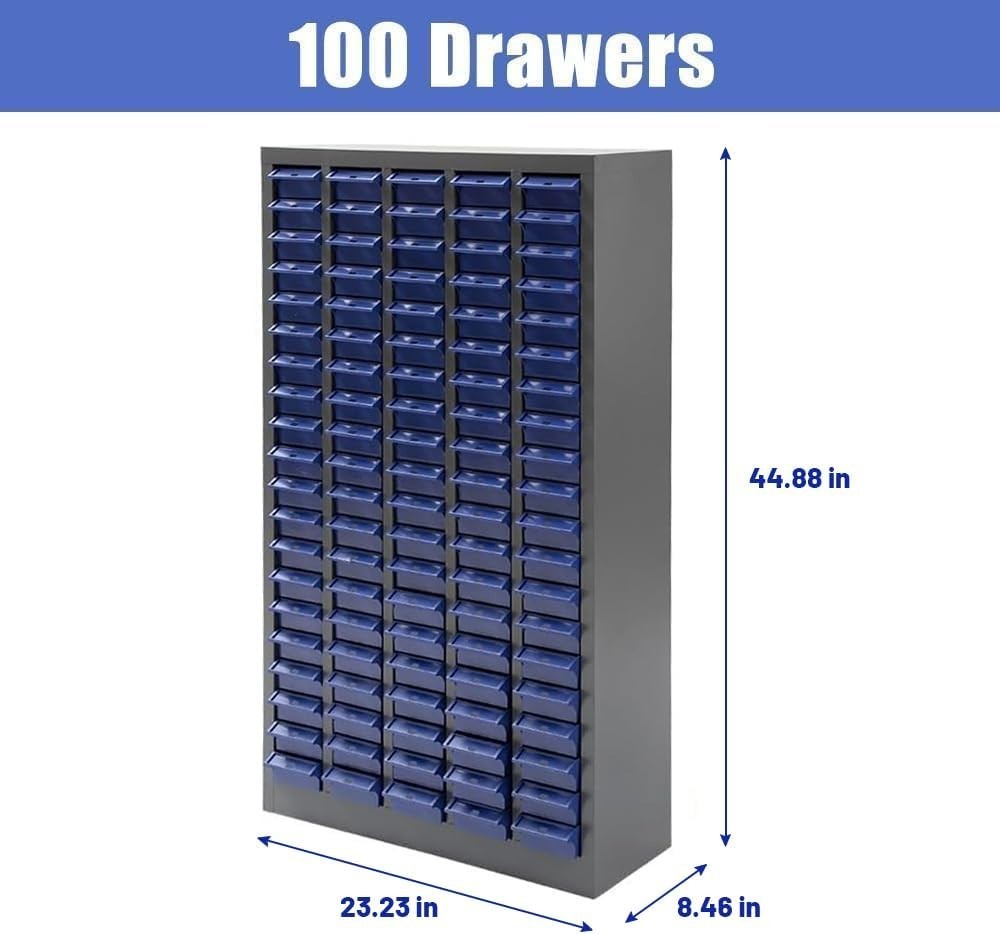 100 Drawers Parts Cabinet, Bolt & Nut Storage Hardware Tool Organization Shelves
