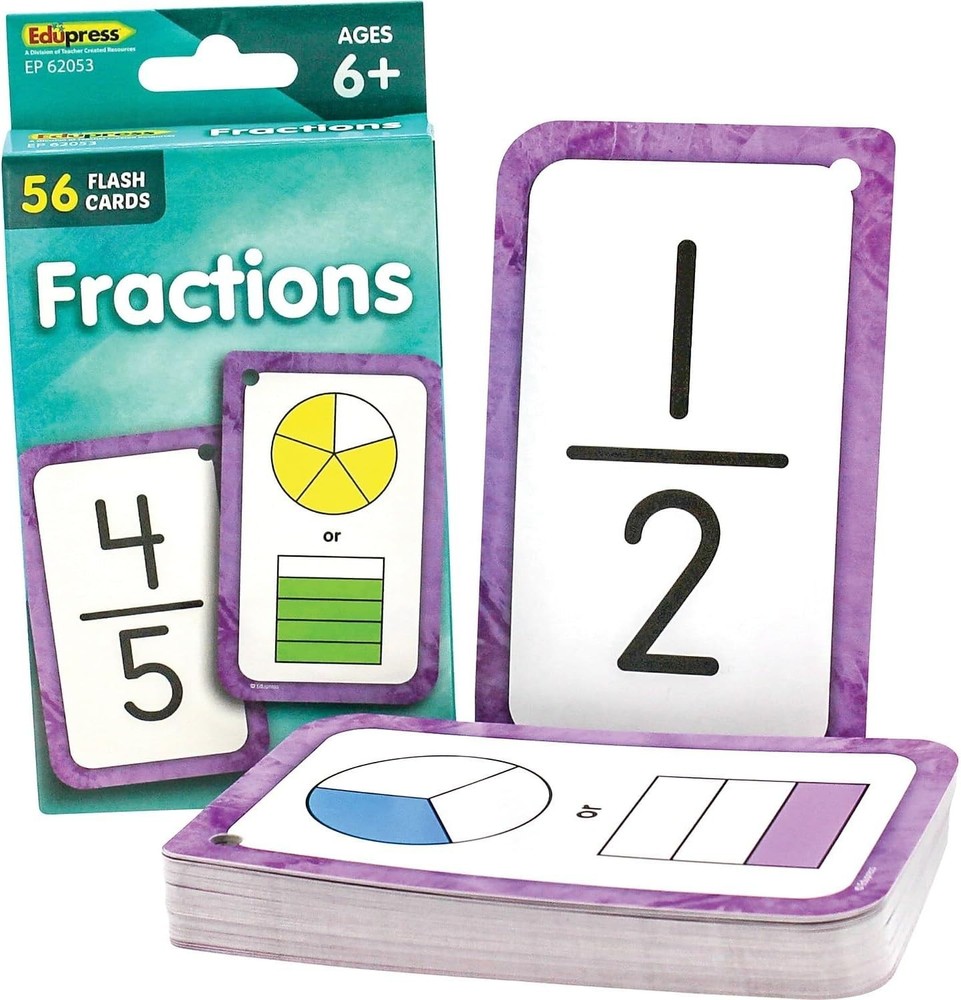 Durable Fractions Flash Cards for Learning - Perfect for Elementary Students