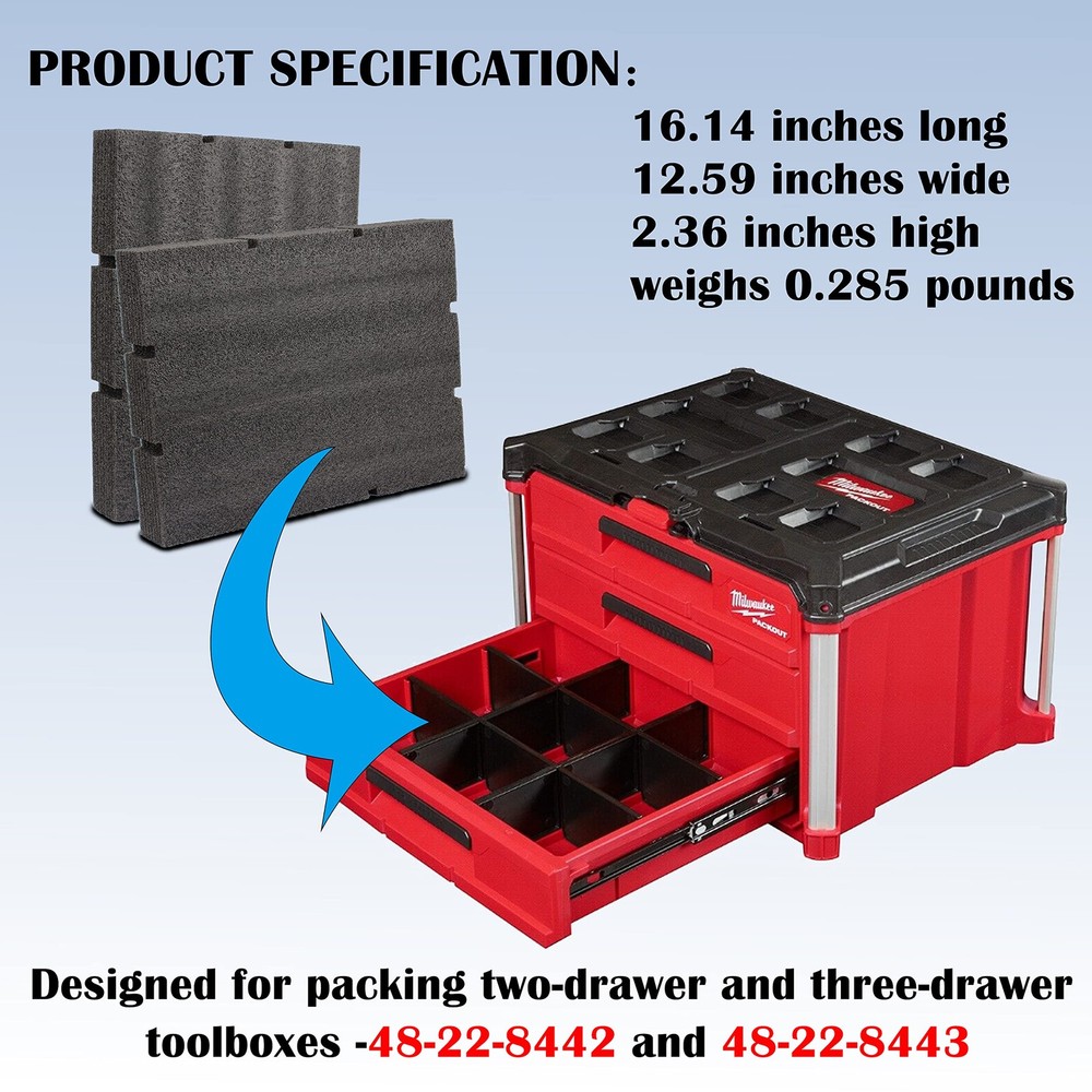 Packout Foam Inserts 48228452 Fits Milwaukee Drawer Tool Box Replacement