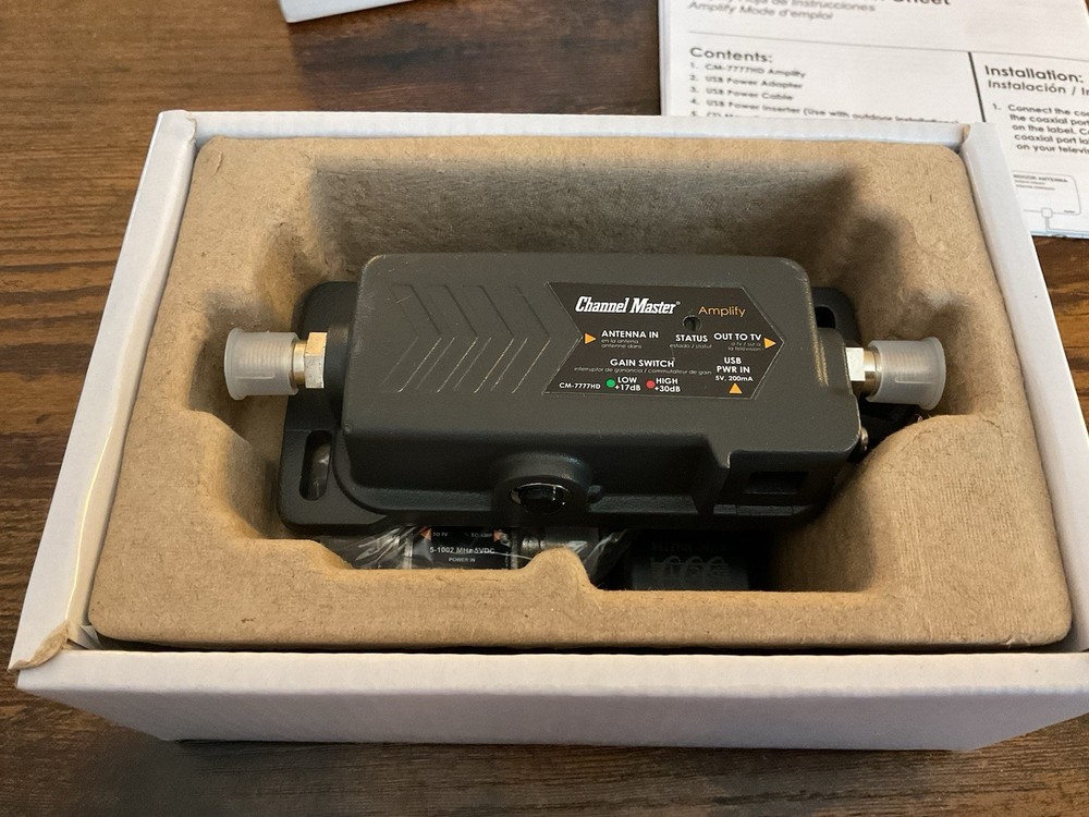 Channel Master CM-7777HD Amplify + Adjustable Gain Antenna Preamplifier Open Box