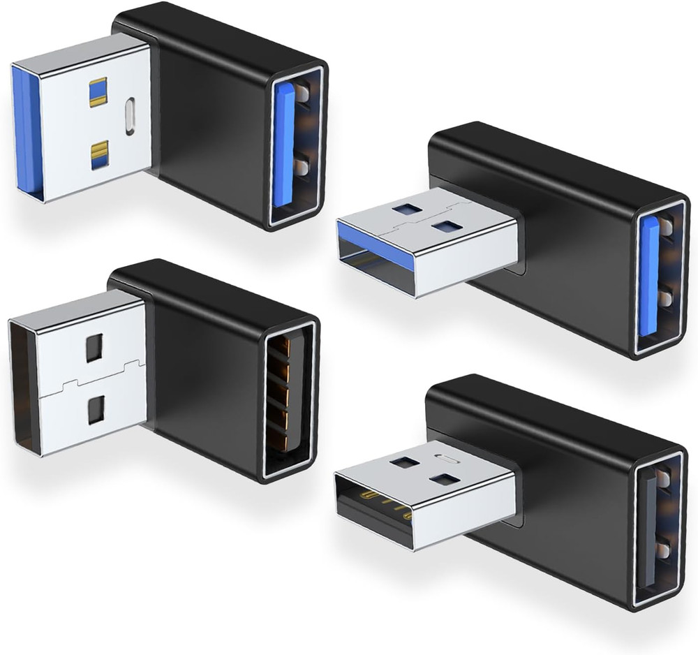 90 Degree USB 3.0 Adapter 4 Pack, up and down Angle, Left and Right Angle USB a