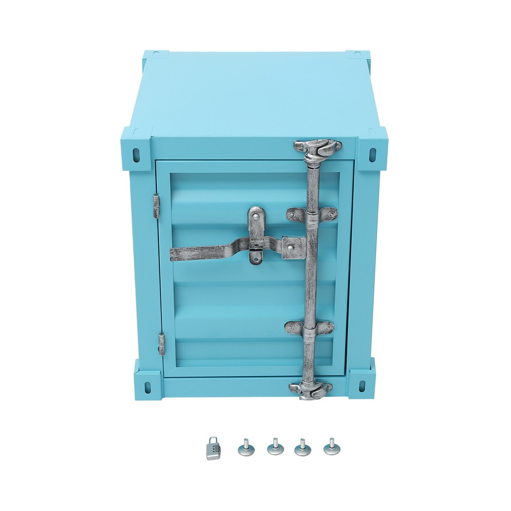 Floorstanding Side Table, Industrial Style Container Cabinet, Iron Bedside Table