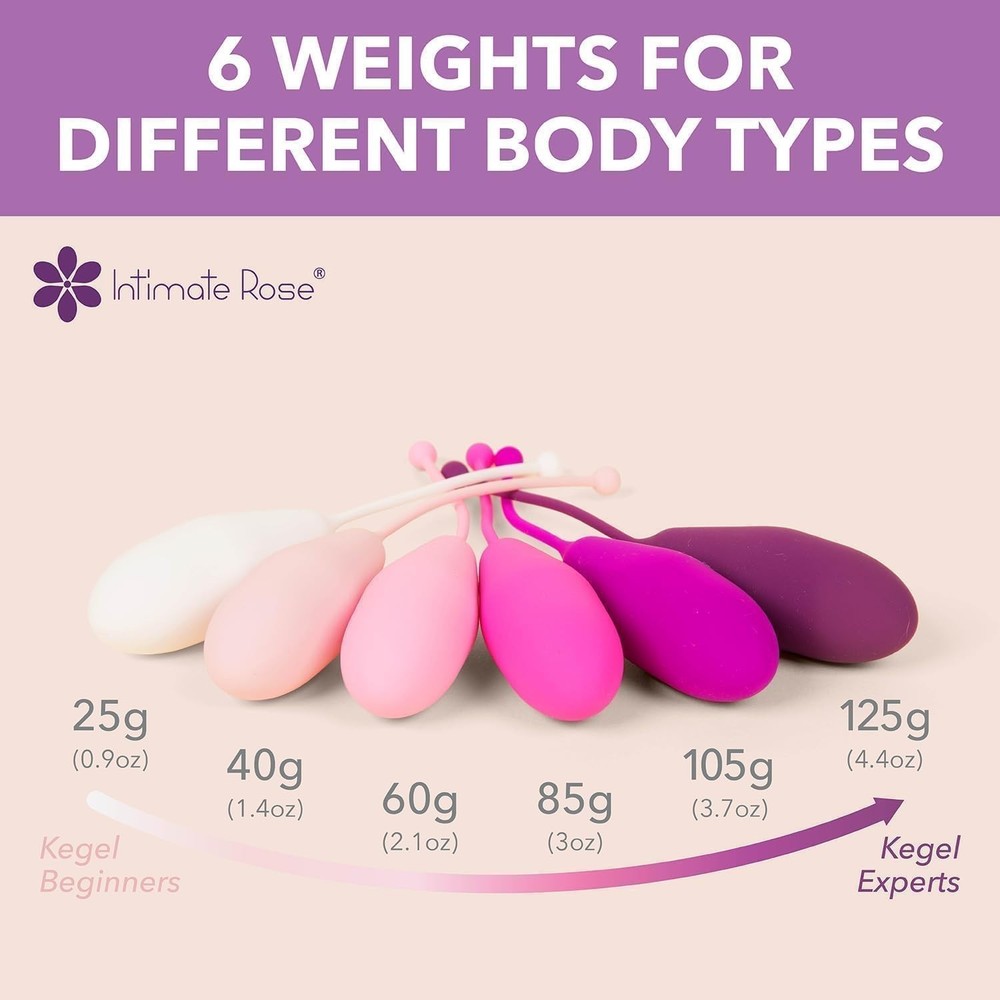 Beginner to Advanced Kegel Exercise System - 6 Silicone Weights with Biofeedback