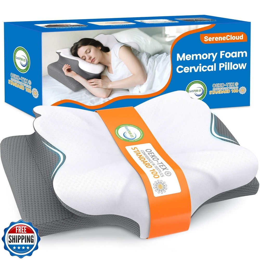 SereneCloud Cervical Pillow for Neck and Shoulder Support, Contour Memory Foa