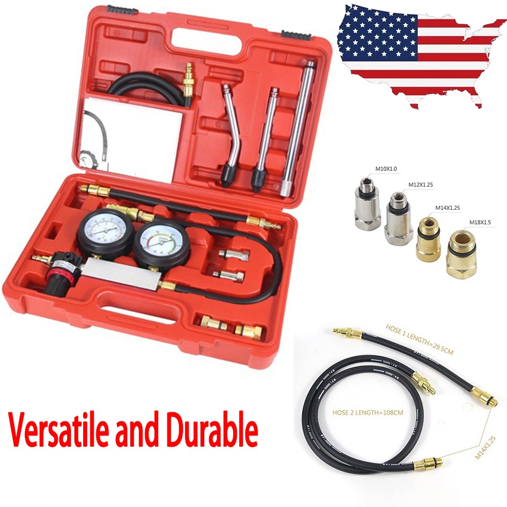 Cylinder Leak Down Tester, Petrol Engine Compression Leakage Detector Tool Kit