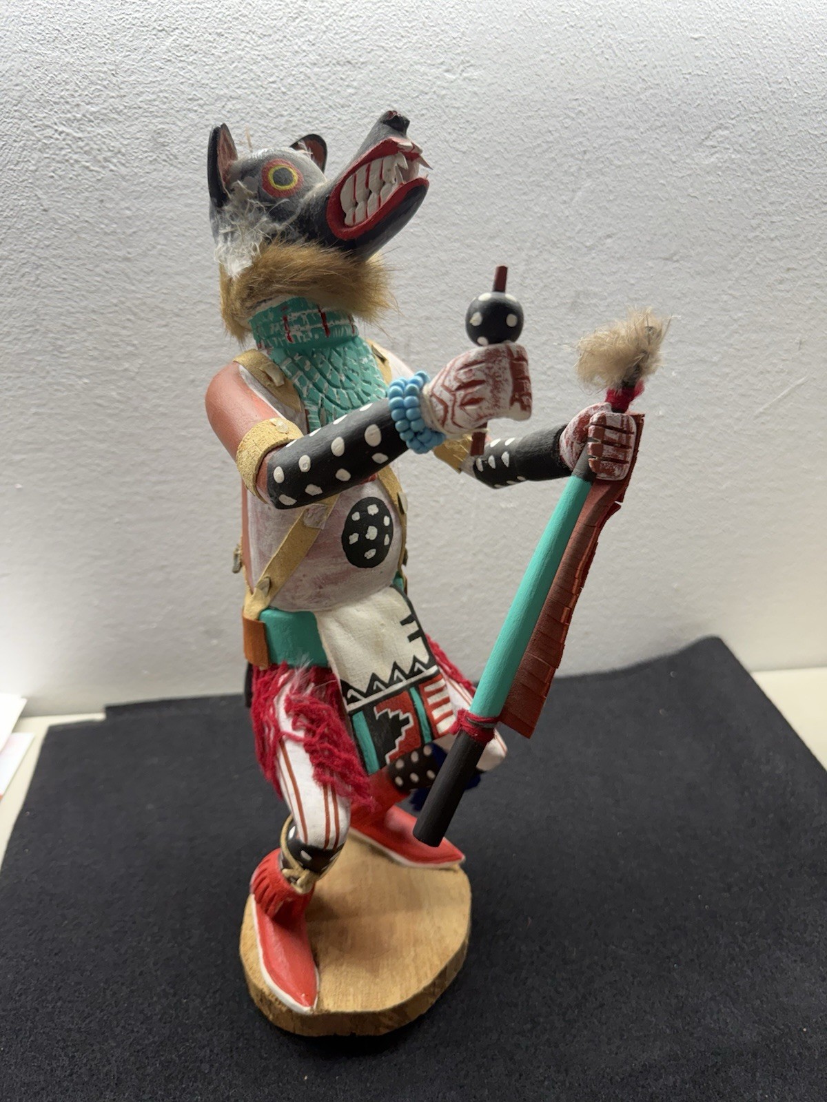 Vintage Kachina Doll Wolf Shaman 14 Inch Signed Al. Silas Jr.