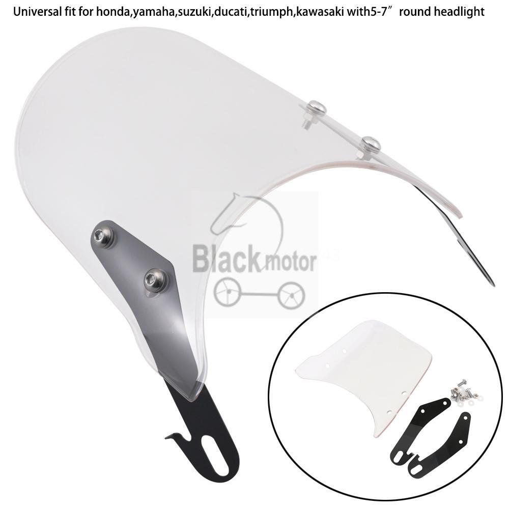 5"-7" Universal Round Headlight Motorcycle Clear Windshield Windscreen For Honda