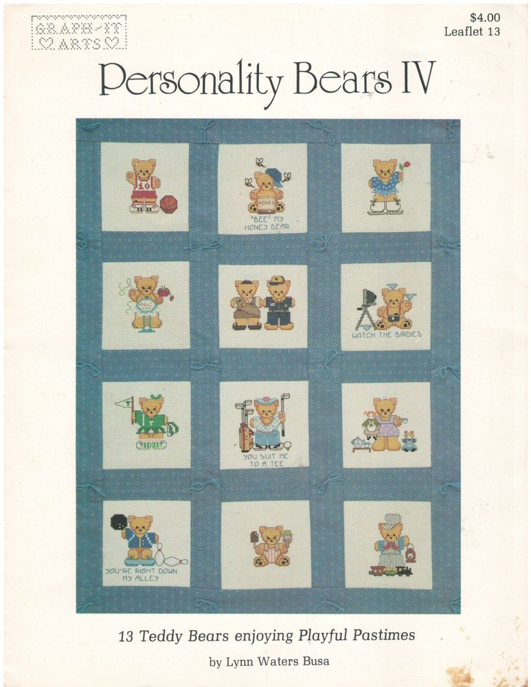 Graph-it Arts, " Personality Bears IV " Cross Stitch Patterns Leaflet 13