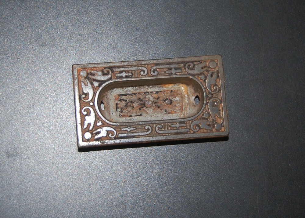 VINTAGE VICTORIAN INSET METAL WINDOW SASH PULLS  ARCHITECTURAL SALVAGE