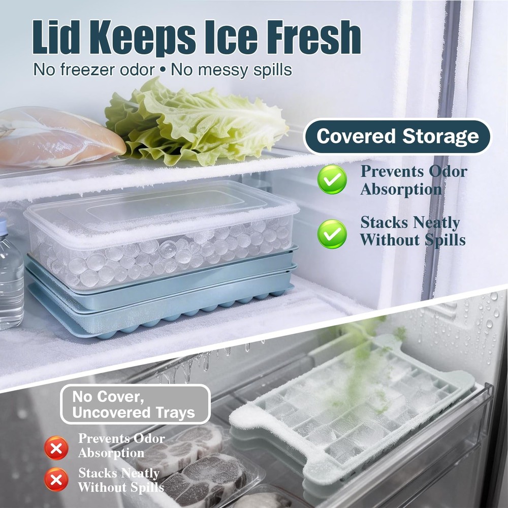 WIBIMEN Mini Ice Cube Trays, 0.55” Tiny Pebble for 2Pack/0.55In, Blue