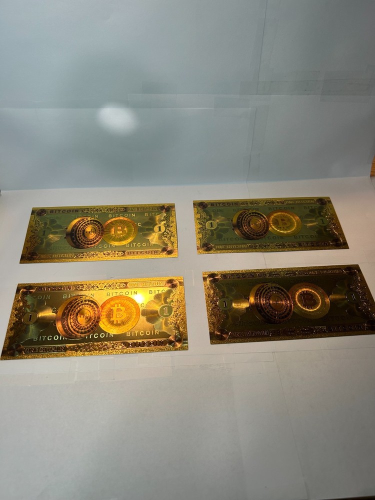 4 Bitcoin 24Kt Gold Collectable Bills