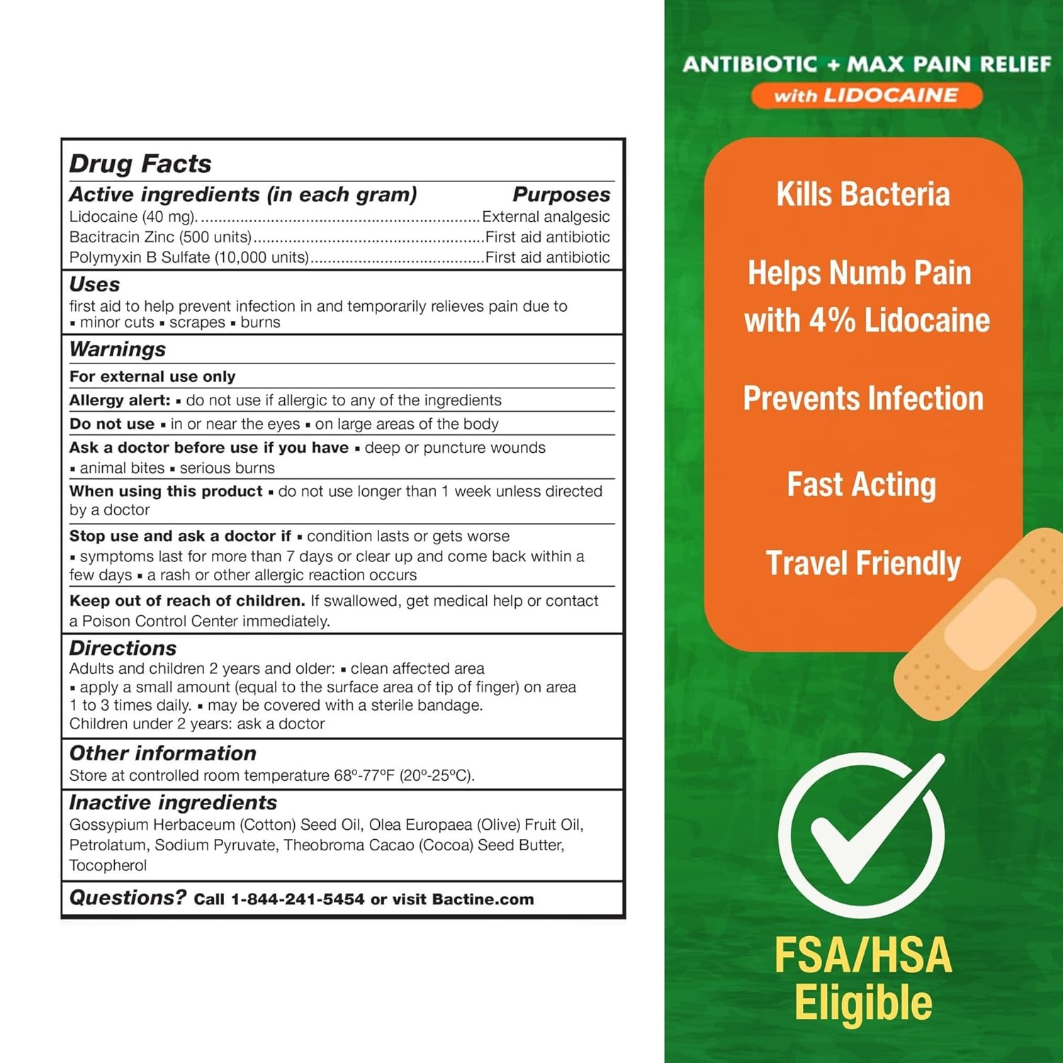 Bactine MAX Antibiotic + Pain Relieving Ointment - with...