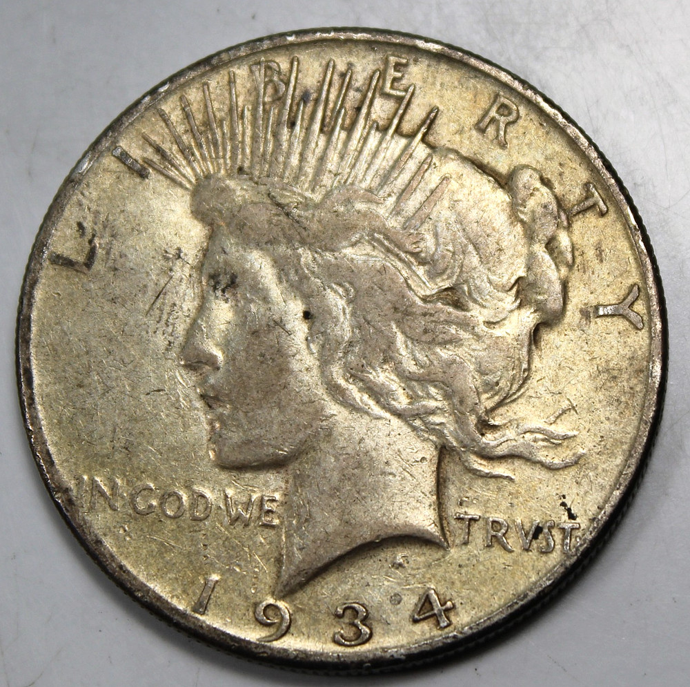1934 S Peace Silver Dollar - Fine !!