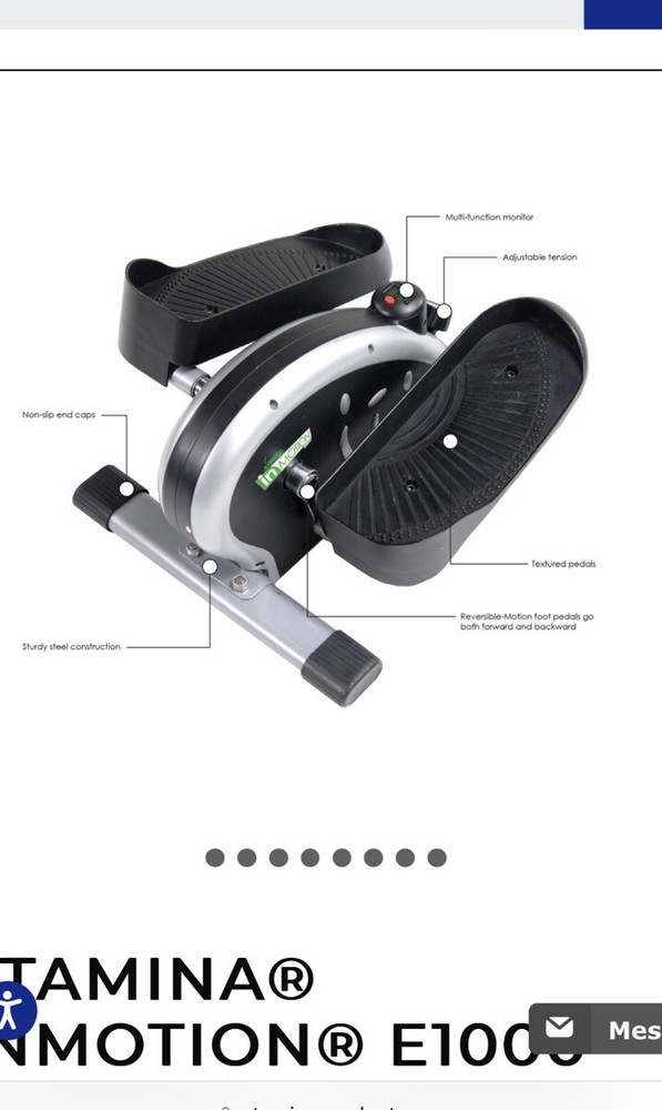 Stamina In Motion E1000 Compact Legs Cardio Workout Strider Elliptical Machine