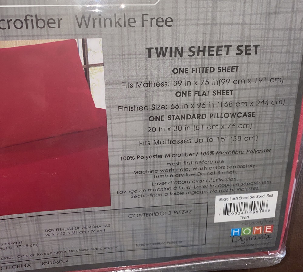 Home Dynamix Micro Lush Microfiber Twin Sheet Set Red