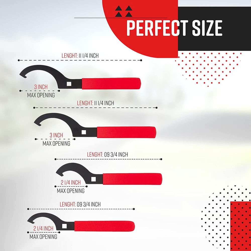 Universal Coilover Adjustment Spanner Wrench Set, 4 Pc. Tool Kit for Suspension