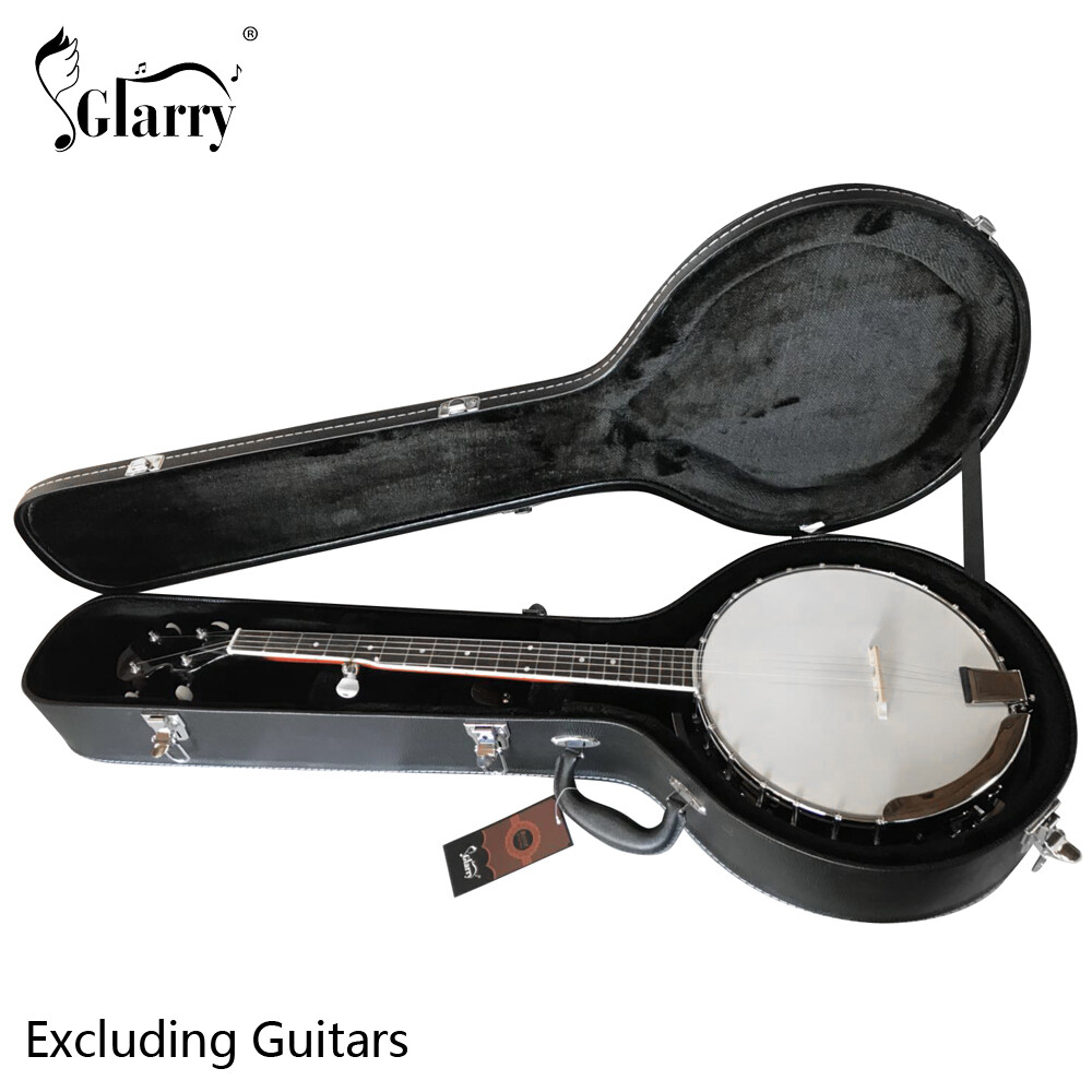 5-String 6String Microgroove Pattern Leather Wood Banjos Case Black High Quality