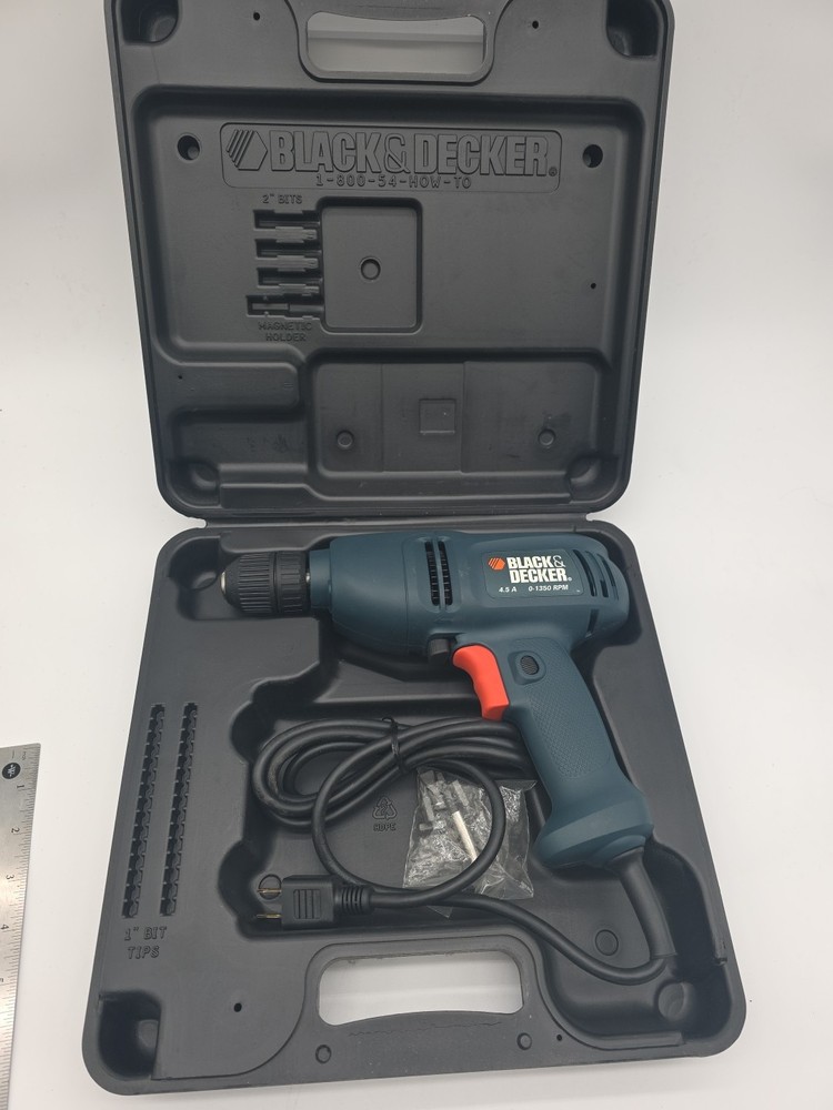 Black & Decker- DR210 -Corded Drill With Bits And Case
