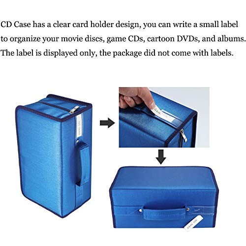 CD Case Nylon DVD Case Protective CD Holder Portable Disc 160 Capacity Blue160