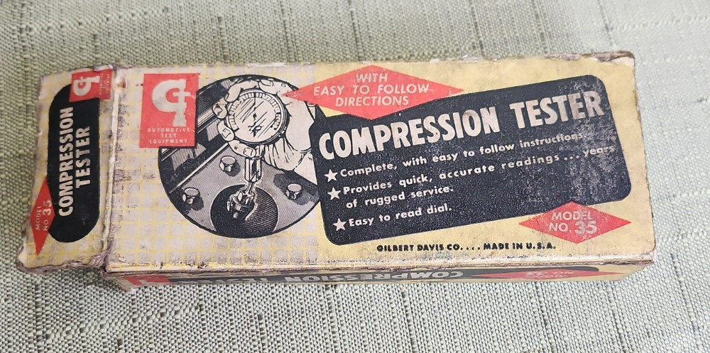 Vintage Gilbert Davis Co Compression Tester Model #35 w/Original Box, UNTESTED