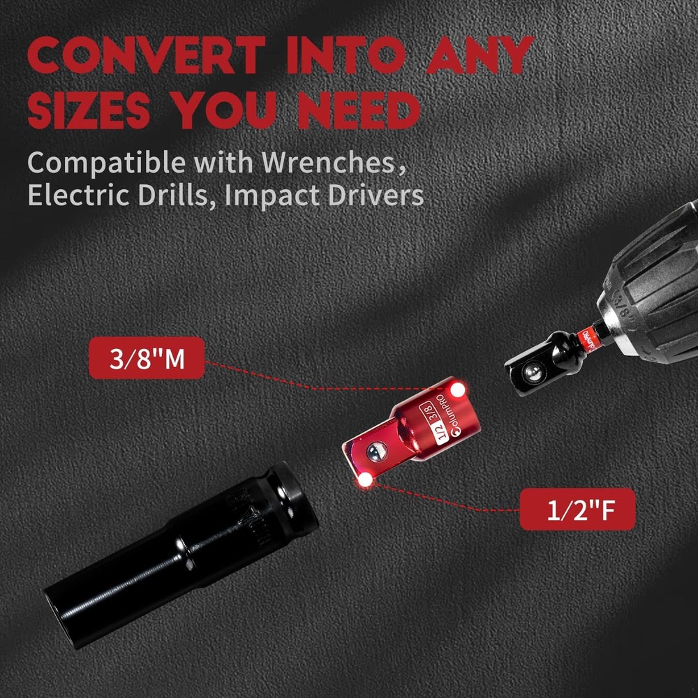 ColumPRO 5PCS Impact Socket Adapter Set, Converter & Reducer, 1/2