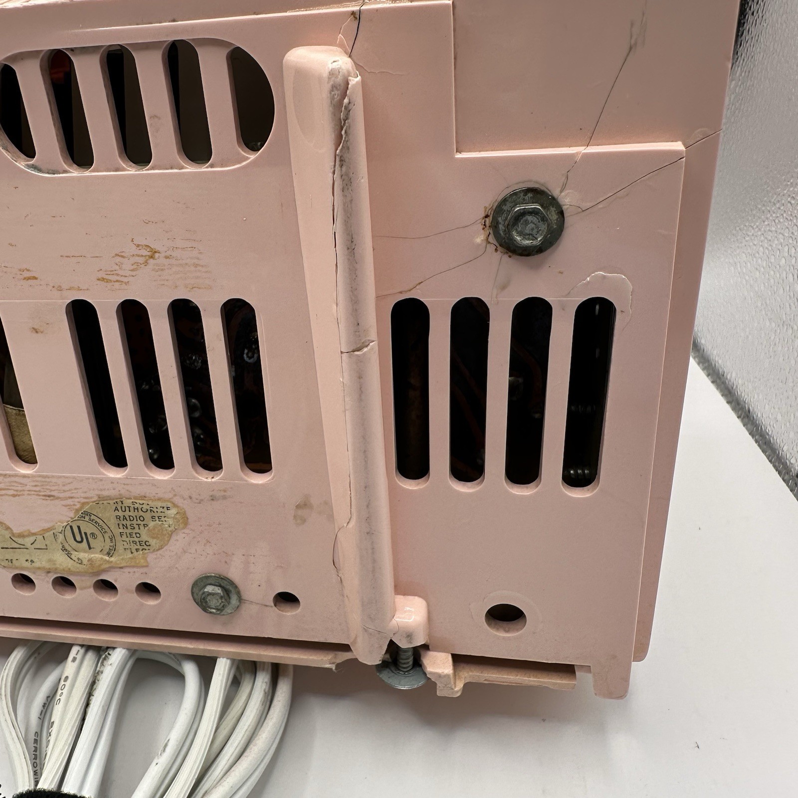 Vintage 1950s GE Pastel Pink Clock Radio Tube Alarm Clock Works MCM Mid-century