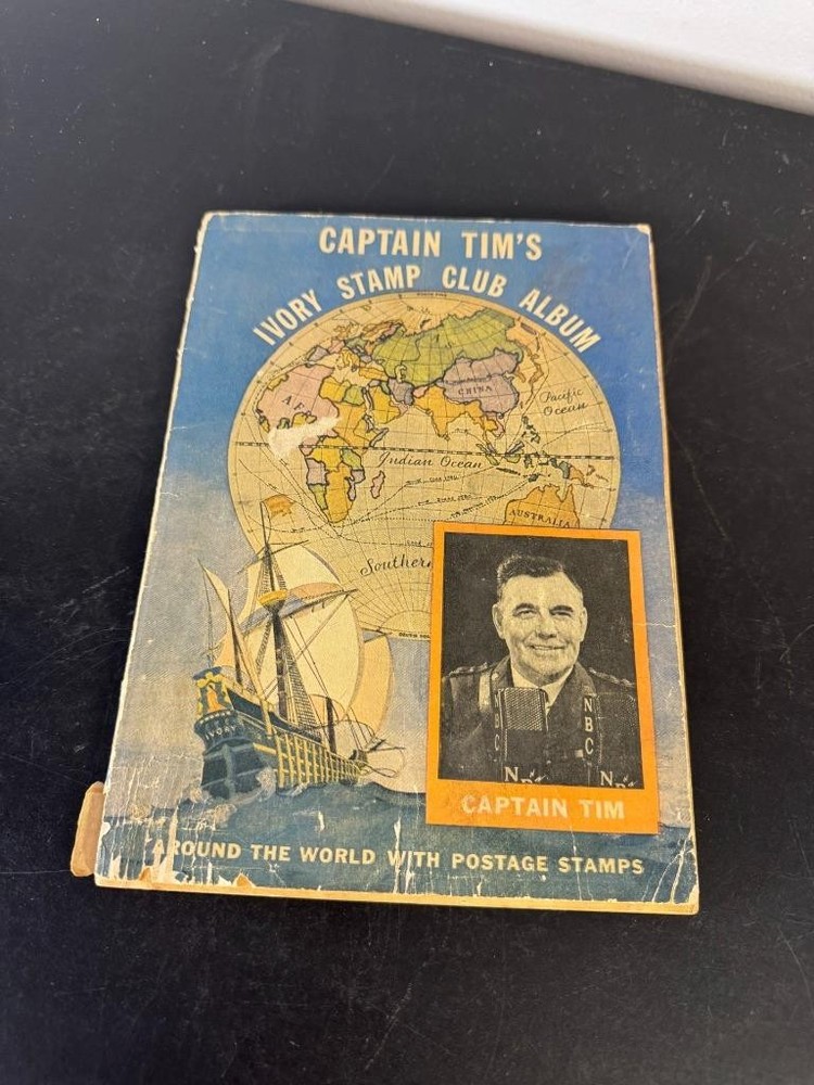 1935 Captain Tim's Ivory Stamp Club Album Around the World with Stamps