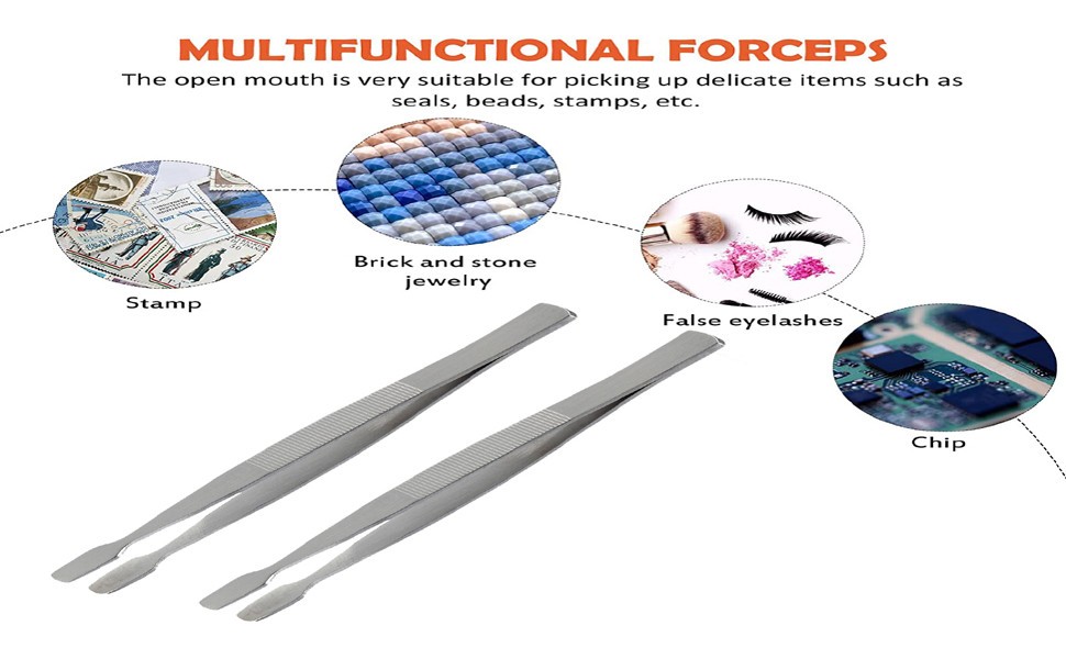 BinaryABC Stamp Tweezers Philately Collector Tools 2pcs (Silver)