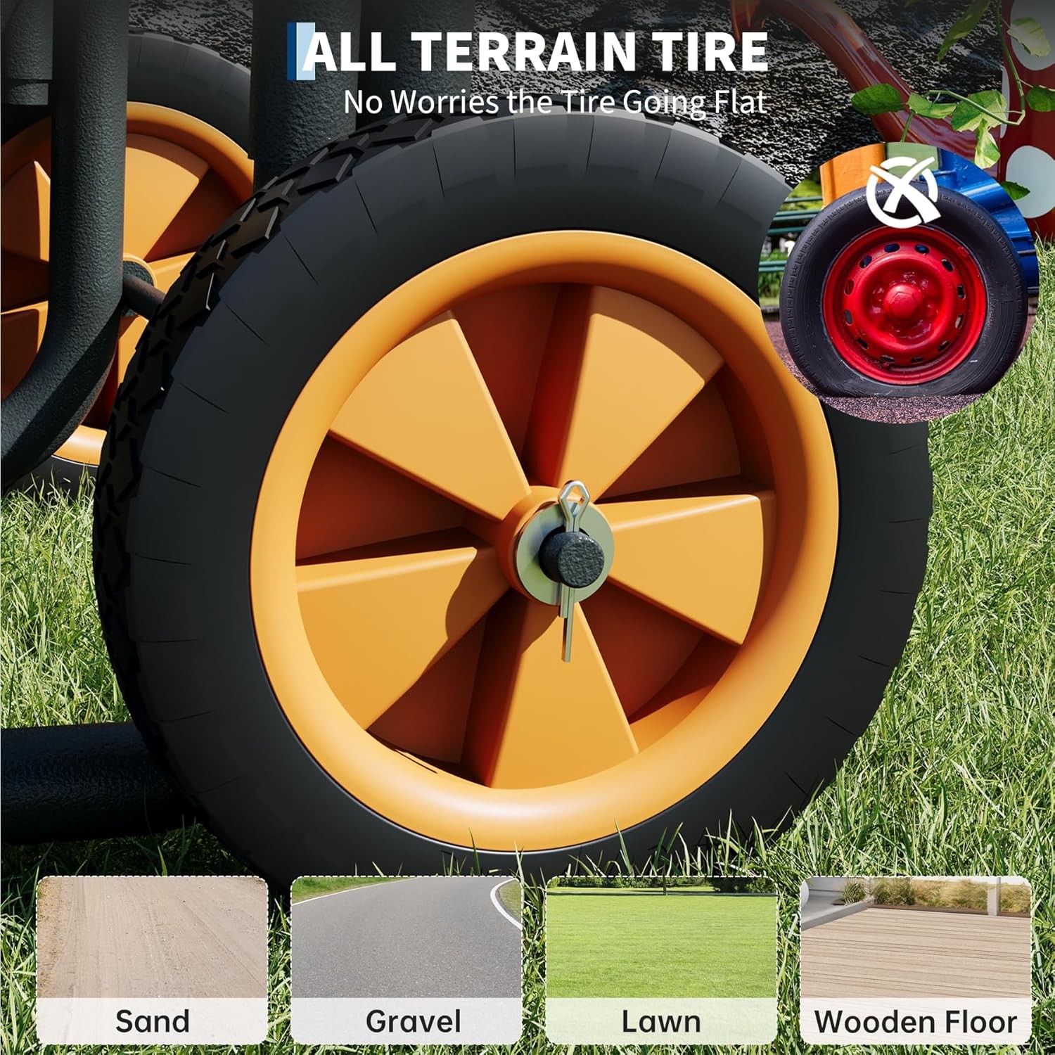 Heavy Duty Metal Garden Hose Reel Cart with Wheels Holds 200/300FT 5/8" Hose